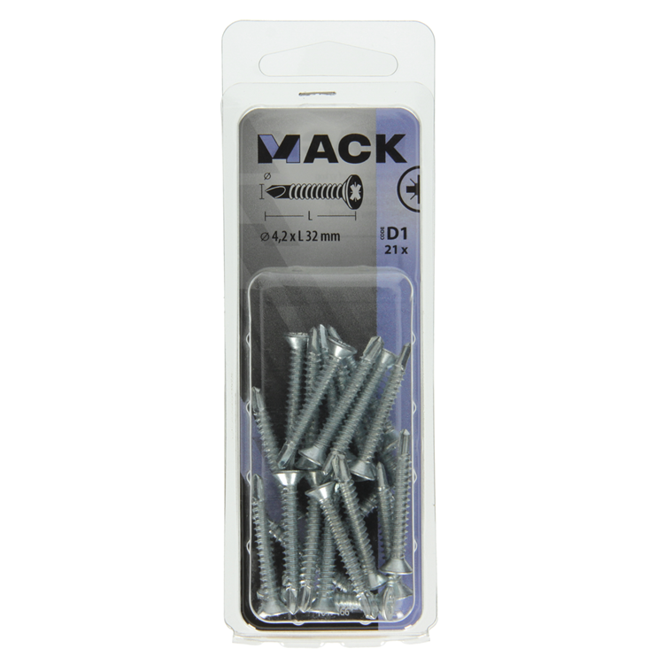 Mack 1017466 - zelfborende schroef vz kop verz. 21 st 4,2 x 32 mm | 10 stuks