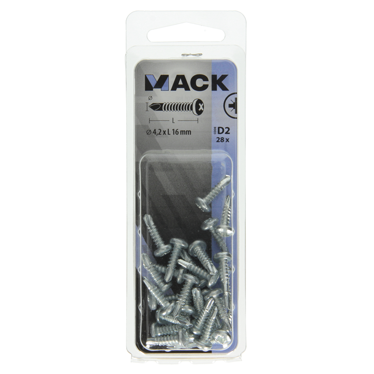 Mack 1017469 - zelfborende schroef cyl. kop verz. 28st 4,2 x 16 mm | 10 stuks