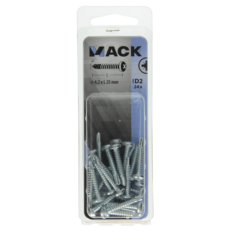Mack 1017471 - zelfborende schroef cyl. kop verz. 24st 4,2 x 25 mm | 10 stuks