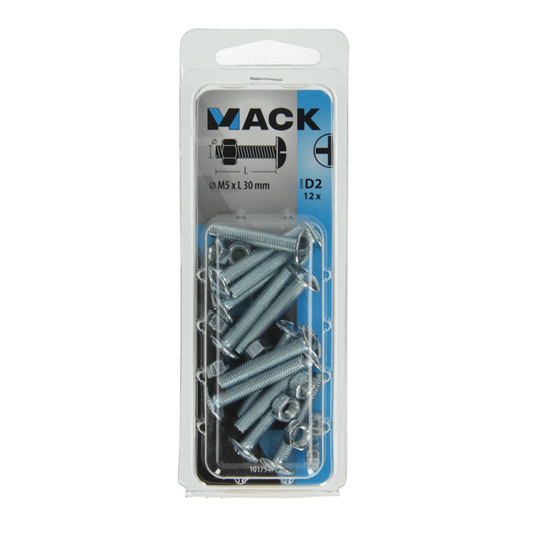 Mack 1017547 - kachelbout + moer staal verzinkt 12 st m5 x 30 mm | 5 stuks