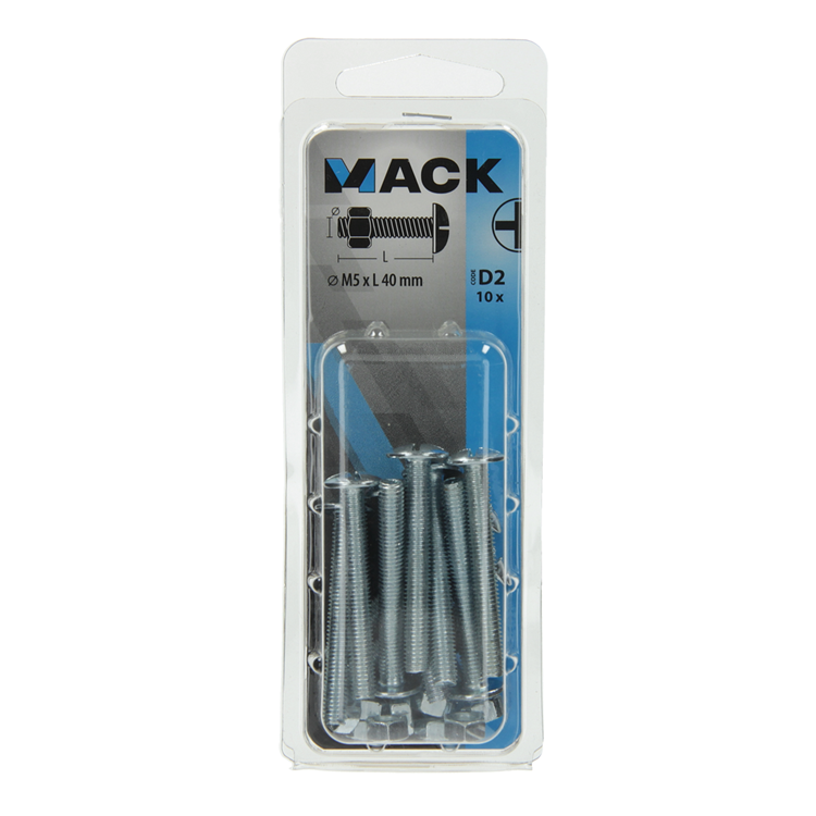 Mack 1017548 - kachelbout + moer staal verzinkt 10 st m5 x 40 mm | 5 stuks
