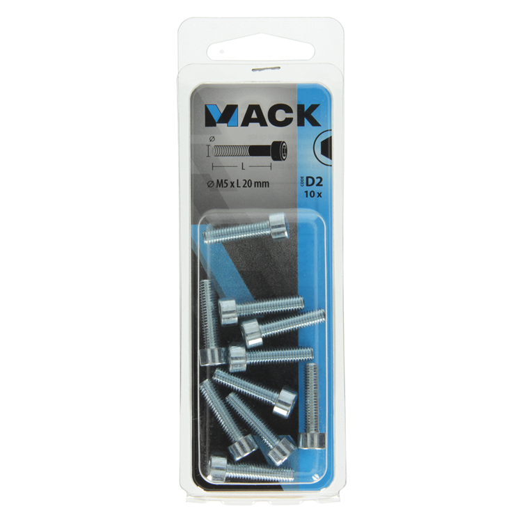 Mack 1017646 - binnenzeskant bout cyl.kop verz. 10 st m5 x 20 mm | 10 stuks