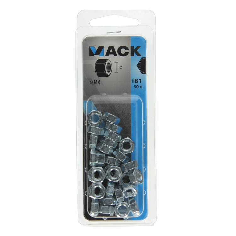 Mack 1017675 - zeskant moer staal verzinkt 30 st m 6 | 10 stuks
