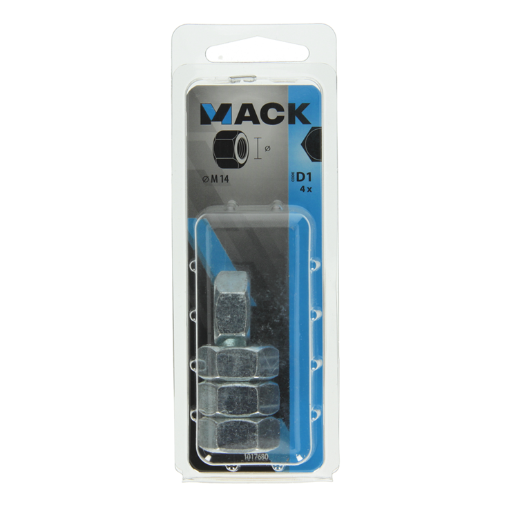 Mack 1017680 - zeskant moer staal verzinkt 4 st m 14 | 5 stuks