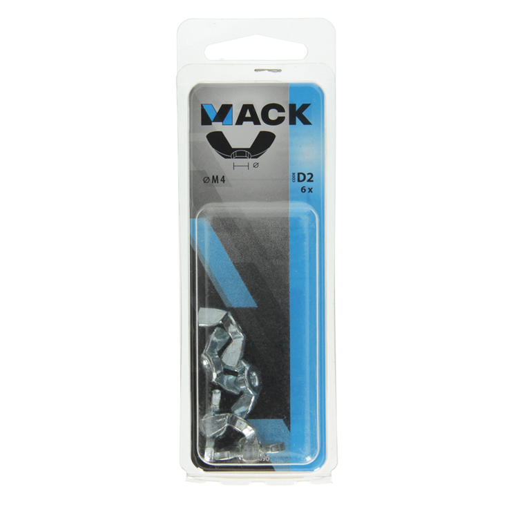 Mack 1017696 - vleugelmoer staal verzinkt 6 st m4 | 10 stuks