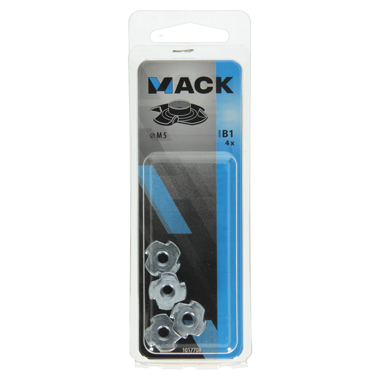 Mack 1017708 - inslagmoer staal verzinkt 4 st m5 | 10 stuks