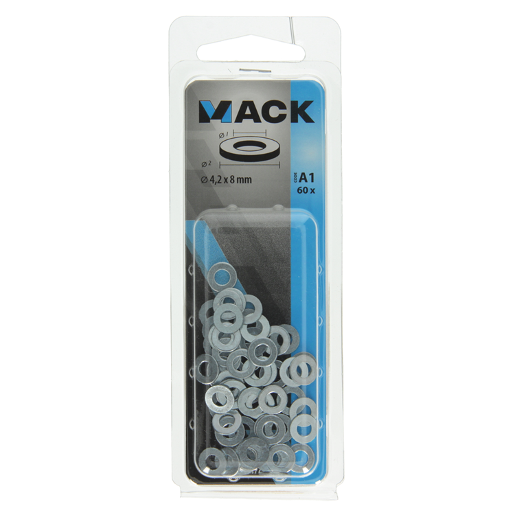 Mack 1017712 - sluitring staal verzinkt 60 st 4,2 x 8 mm | 10 stuks