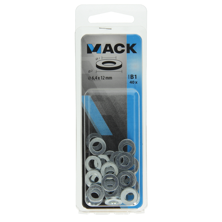 Mack 1017714 - sluitring staal verzinkt 40 st 6,4 x 12 mm | 10 stuks