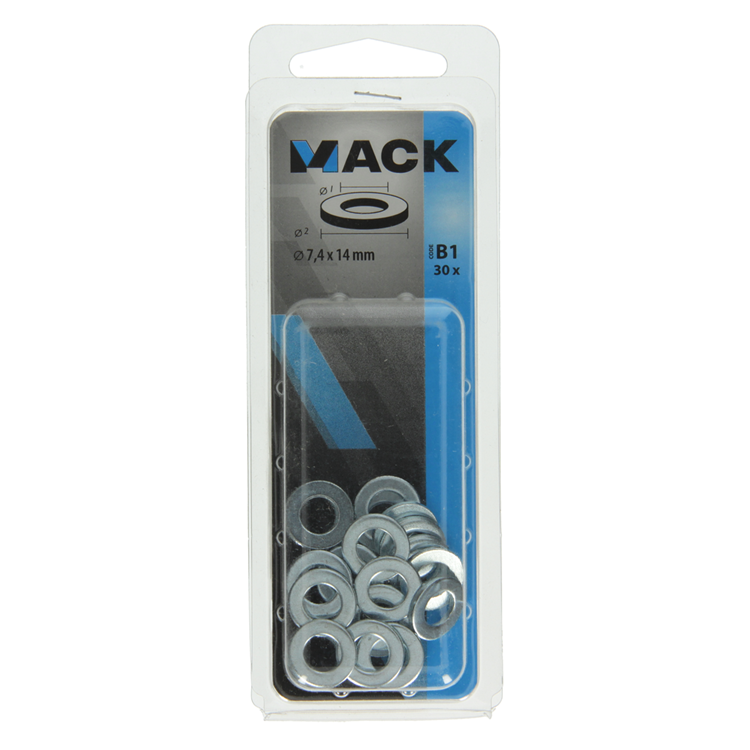 Mack 1017715 - sluitring staal verzinkt 30 st 7,4 x 14 mm | 10 stuks