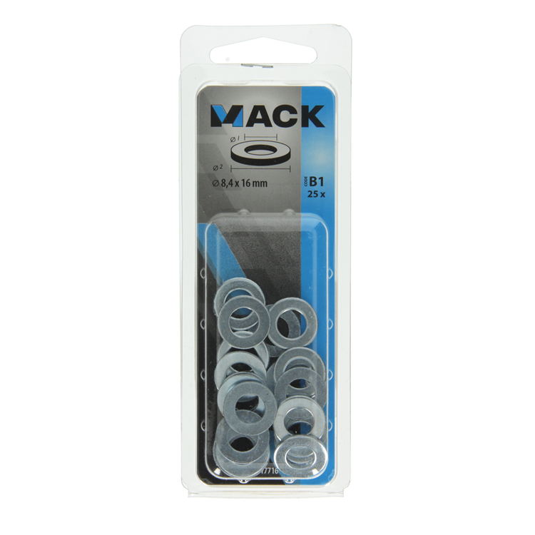 Mack 1017716 - sluitring staal verzinkt 25 st 8,4 x 16 mm | 10 stuks