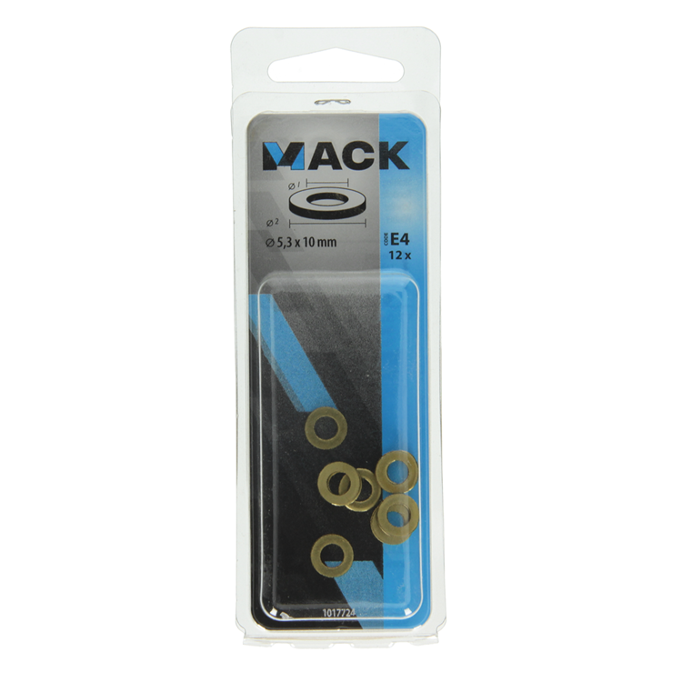 Mack 1017724 - sluitring messing 12 st 5,3 x 10 mm | 10 stuks