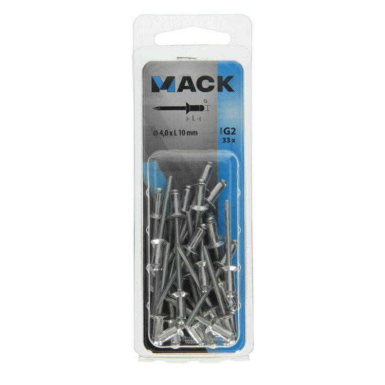 Mack 1020298 - 33 blindnieten alu 4,0x10mm | 5 stuks