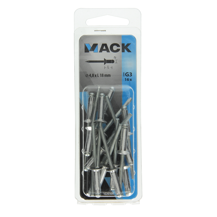 Mack 1020306 - 16 blindnieten alu 4,8x18mm | 5 stuks