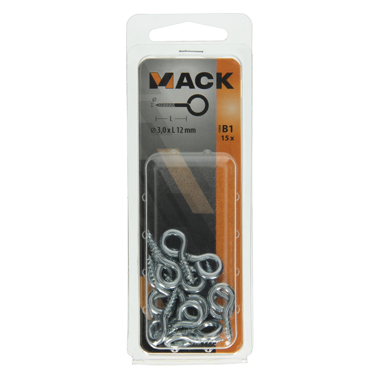 Mack 1017770 - schroefoog staal verzinkt 15st 3,0 x 12 mm | 10 stuks