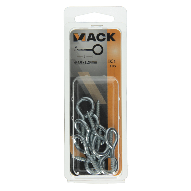 Mack 1017772 - schroefoog staal verzinkt 10st 4,0 x 20 mm | 10 stuks