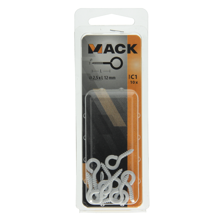 Mack 1017783 - schroefoog staal wit 10 st 2,5 x 12 mm | 10 stuks
