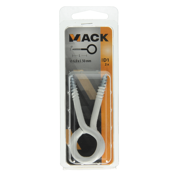 Mack 1017788 - schroefoog staal wit 2 st 6,0 x 50 mm | 5 stuks