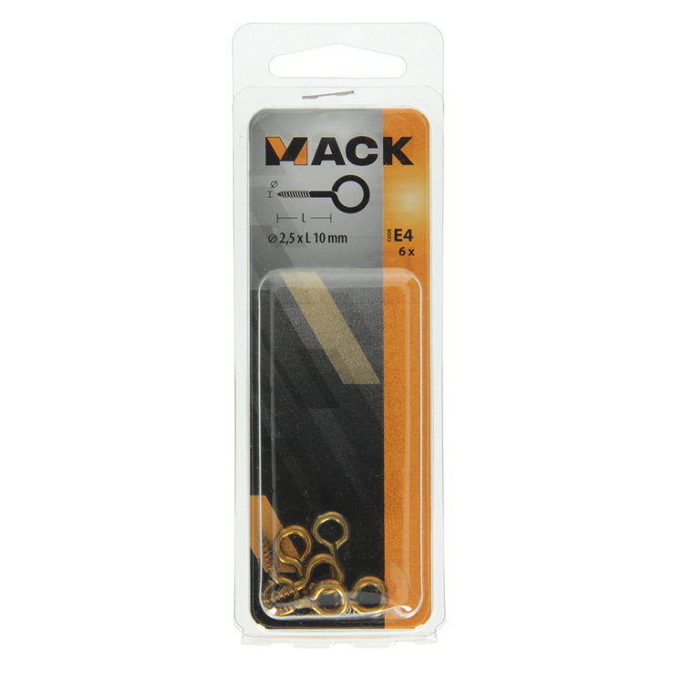 Mack 1019691 - schroefoog messing 6 st 2,5 x 10mm | 10 stuks