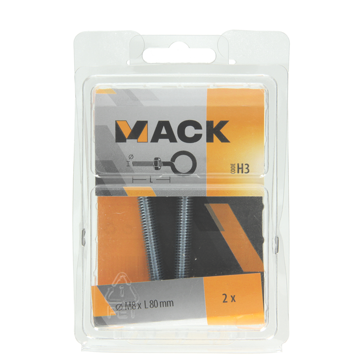 Mack 1017794 - schroefoog metrisch + moer verzinkt 2 st m8 x 80 mm | 5 stuks