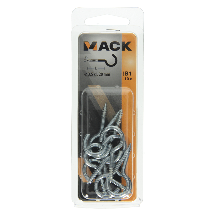 Mack 1017797 - schroefhaak staal verzinkt 10st 3,5 x 20 mm | 10 stuks
