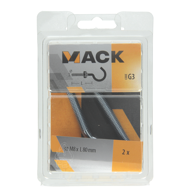 Mack 1017813 - schroefhaak metrisch + moer verzinkt 2st m8 x 80 mm | 5 stuks