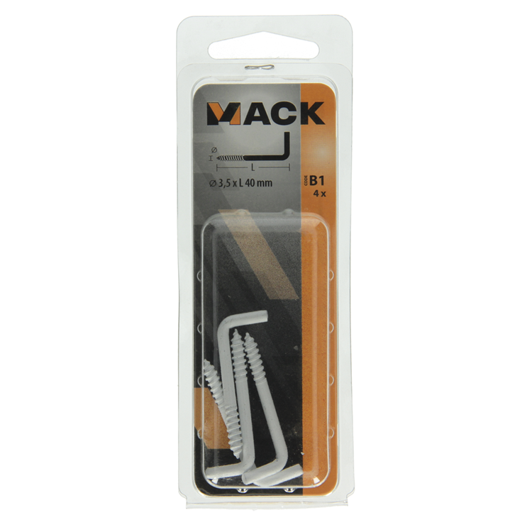 Mack 1017827 - schroefduim staal wit 4 st 3,5 x 40 mm | 10 stuks