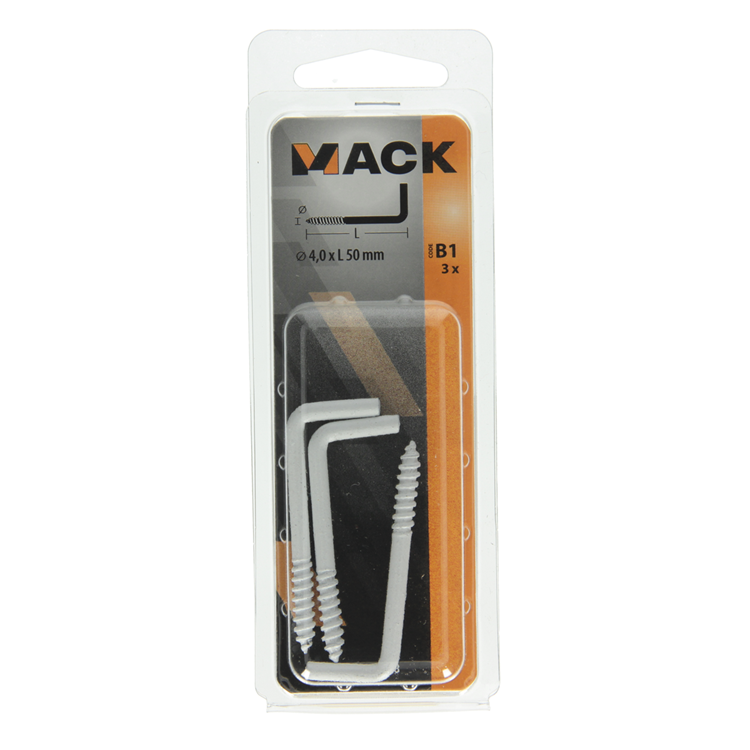 Mack 1017828 - schroefduim staal wit 3 st 4,0 x 50 mm | 10 stuks