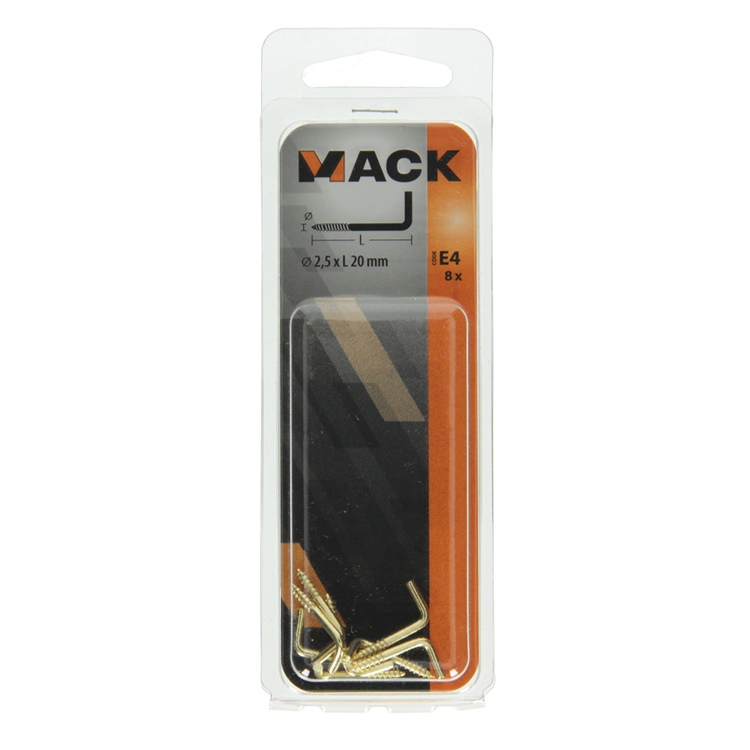 Mack 1019700 - schroefduim messing 8 st 2,5 x 20mm | 10 stuks