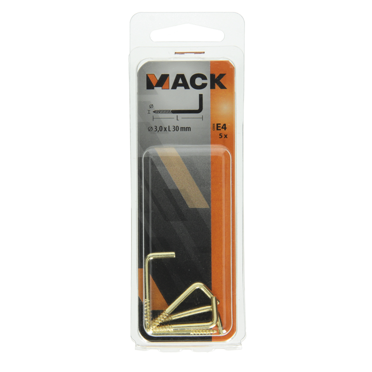 Mack 1019702 - schroefduim messing 5 st 3,0 x 30mm | 10 stuks