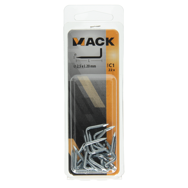 Mack 1017837 - puntduim staal verzinkt 22 st 2,5 x 20 mm | 10 stuks