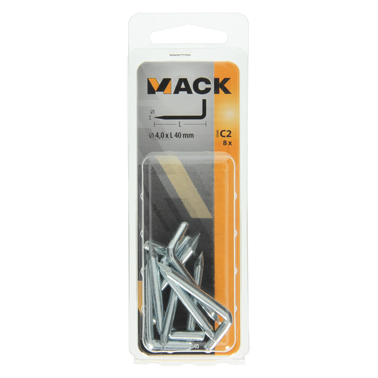 Mack 1017840 - puntduim staal verzinkt 8 st 4,0 x 40 mm | 10 stuks