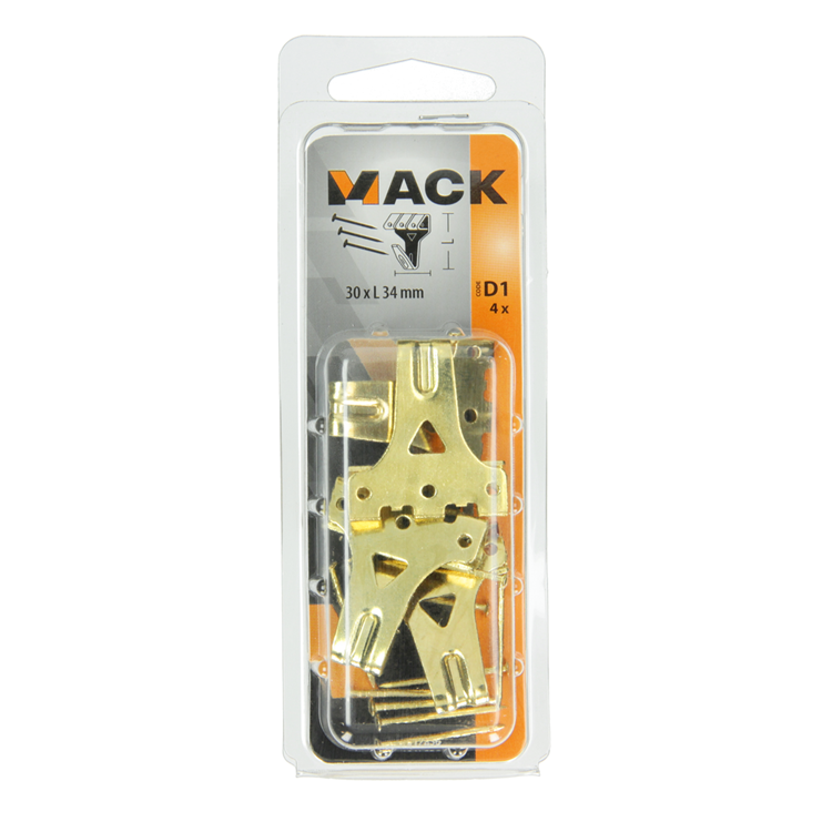 Mack 1017856 - kaderhaak staal vermessingd 4st 30 x 34 mm | 5 stuks