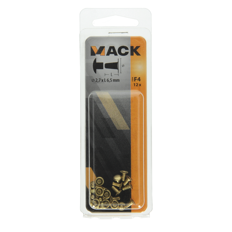 Mack 1019713 - klinknagel messing 12 st 2,7 x 6,5mm | 10 stuks
