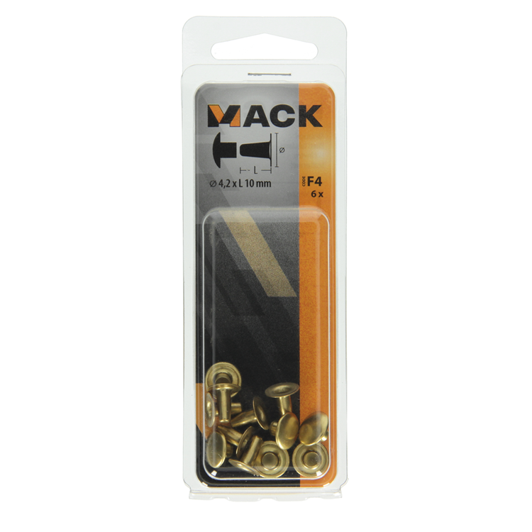 Mack 1019717 - klinknagel messing 6 st 4,2 x 10 mm | 10 stuks