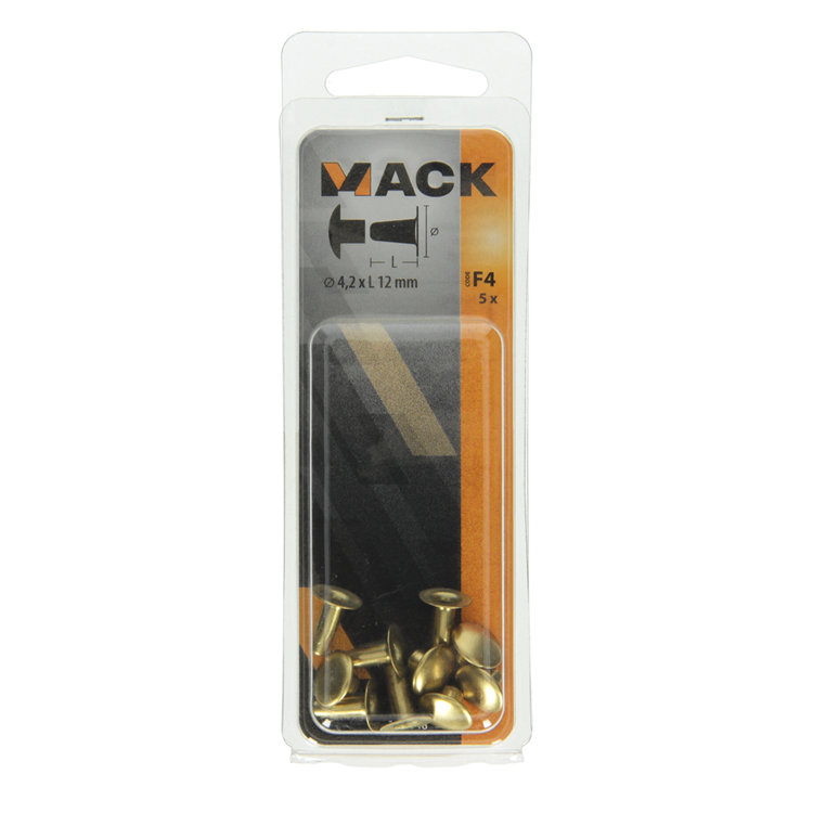 Mack 1019718 - klinknagel messing 5 st 4,2 x 12 mm | 10 stuks