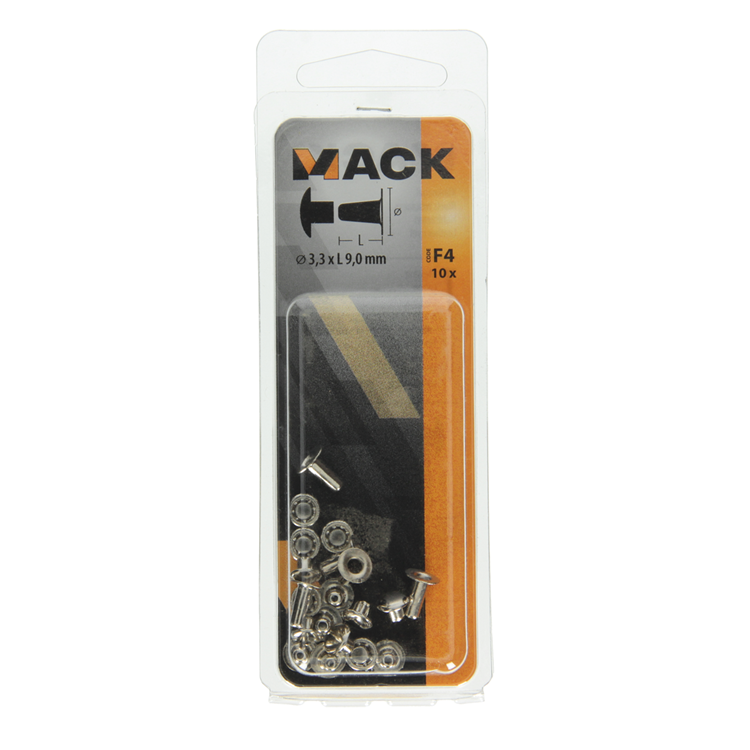Mack 1019722 - klinknagel messing vernikkeld 10 st 3,3 x 9,0mm | 10 stuks