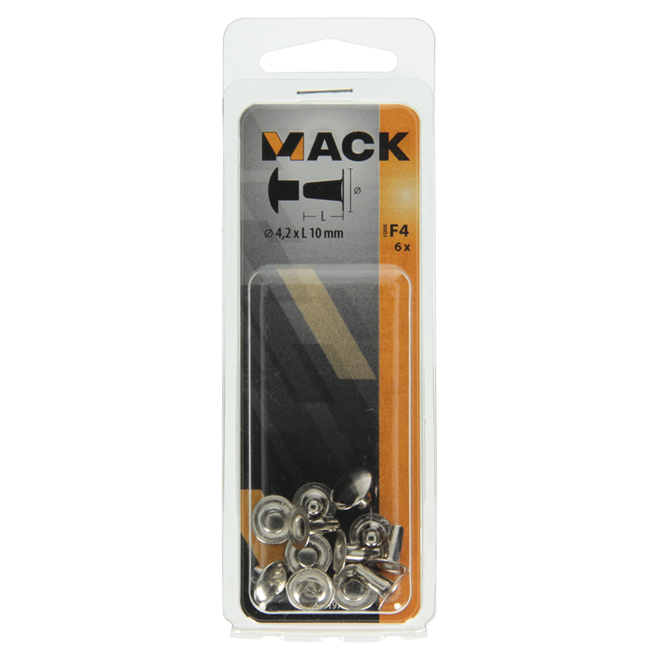 Mack 1019723 - klinknagel messing vernikkeld 6 st 4,2 x 10 mm | 10 stuks