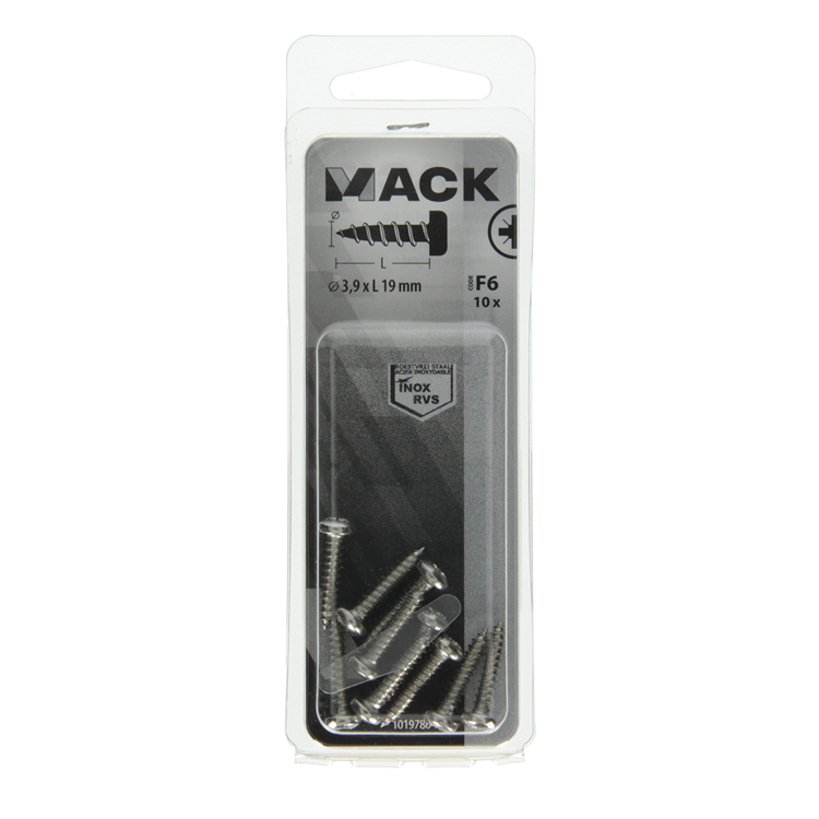 Mack 1019786 - zelftappende schroef cyl.kop a2 10 st 3,9 x 19 mm | 10 stuks