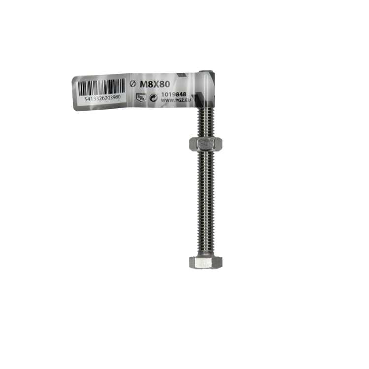 Mack 1019848 - tapbout + moer roestvrijstaal 1 st m8x80 | 10 stuks
