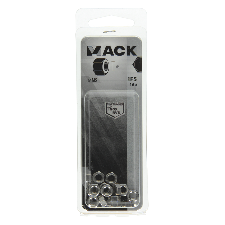 Mack 1019851 - zeskantmoer inox a2 16 st m5 | 10 stuks