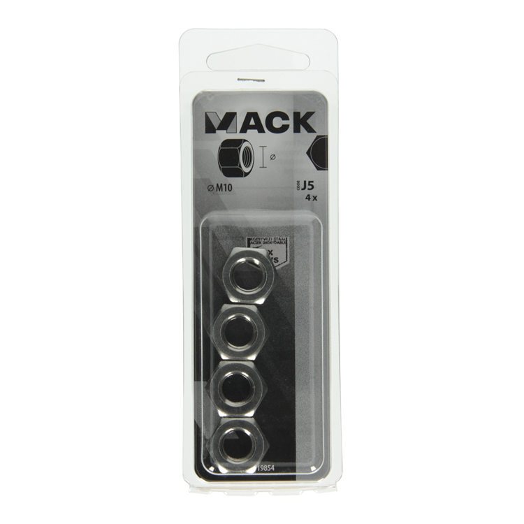 Mack 1019854 - zeskantmoer inox a2 4 st m10 | 10 stuks