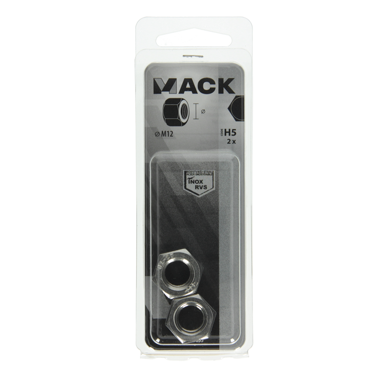 Mack 1019855 - zeskantmoer inox a2 2 st m12 | 10 stuks