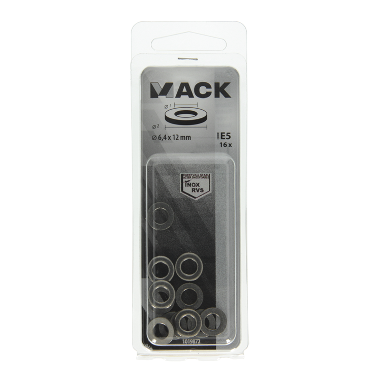 Mack 1019872 - sluitring inox a2 16 st m6 | 10 stuks
