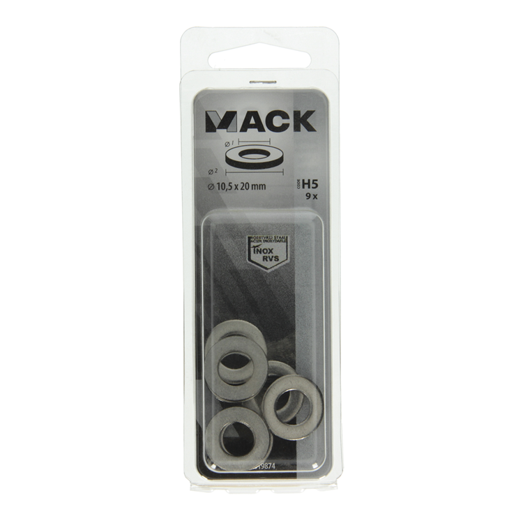 Mack 1019874 - sluitring inox a2 9 st m10 | 10 stuks