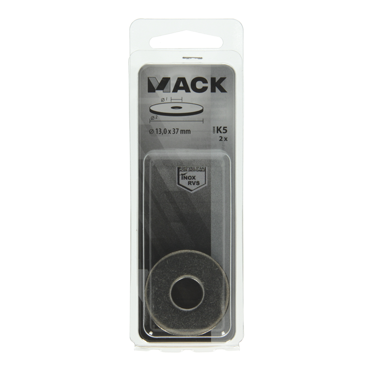 Mack 1019881 - carrosserie sluitring inox a2 2 st 13,0x37 | 10 stuks