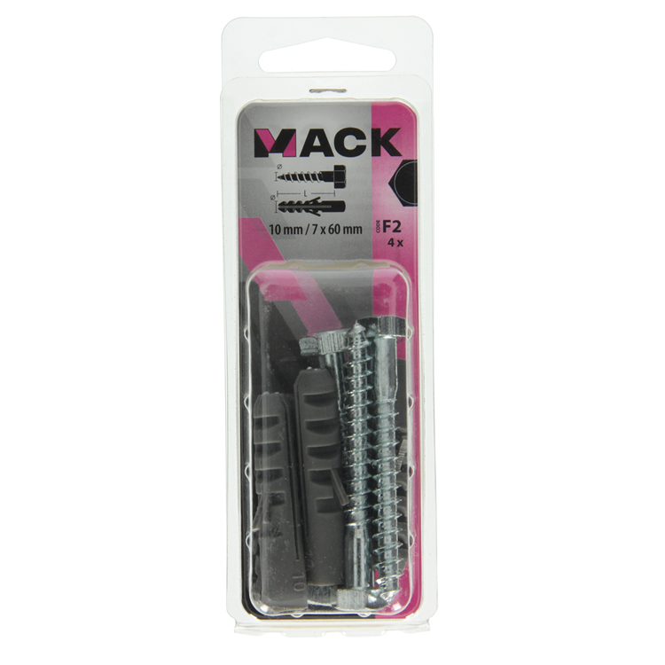 Mack 1017898 - plug + houtdraadbout polyeth 4 st 10 mm 7x60 mm | 5 stuks