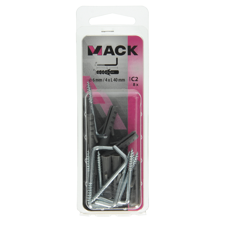 Mack 1017900 - plug + schroefduim polyeth 8 st 6mm 4x40mm | 5 stuks