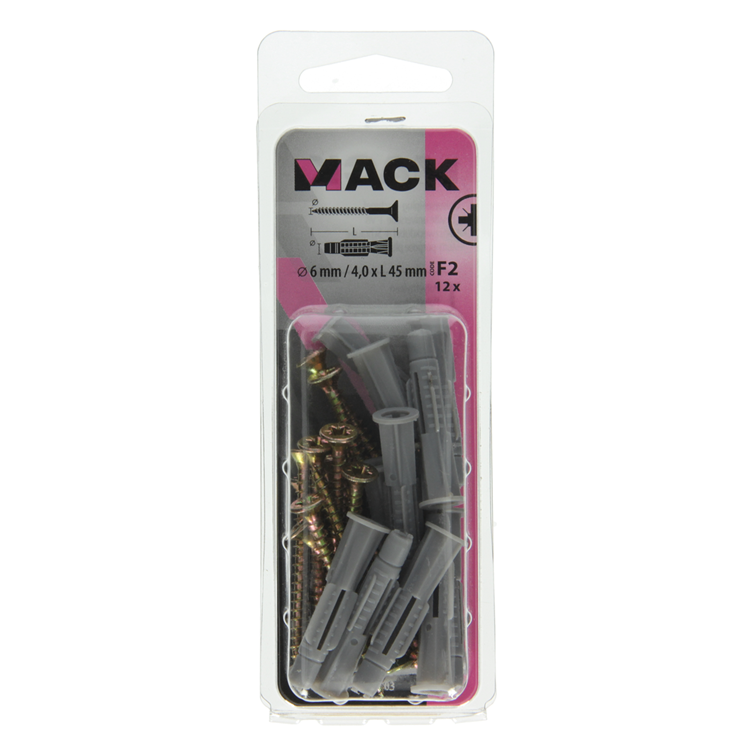 Mack 1017903 - universeelplug + schroef polyeth12 st 6mm 4,0x45mm | 5 stuks