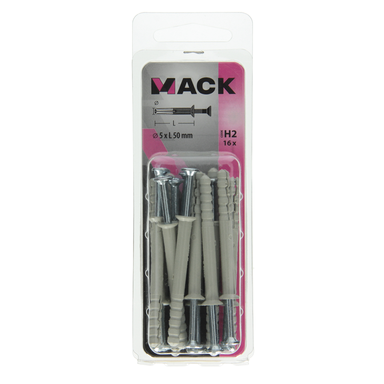 Mack 1017906 - nylon nagelplug polyamide 16 st 5 x 50 mm | 5 stuks