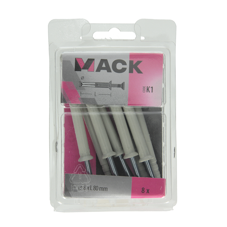 Mack 1017910 - nylon nagelplug polyamide 8 st 8 x 80 mm | 5 stuks